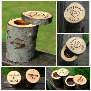 Ring Box Rustic Wood - Personalized Rustic Ring..