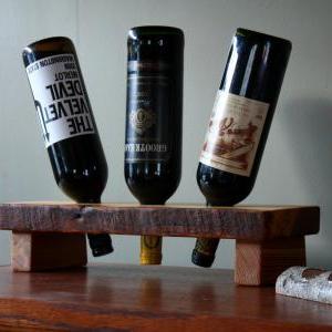 3 Bottle Wine Holder - Rustic Wine Rack- Display..