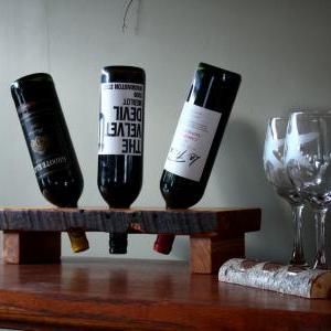 3 Bottle Wine Holder - Rustic Wine Rack- Display..