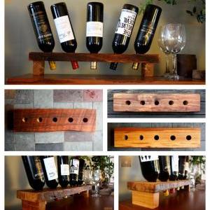 Personalized Wine Rack- Rustic Wood Wine Display -..