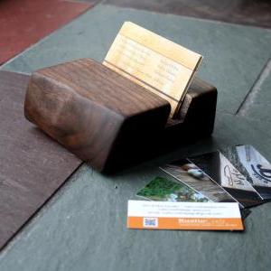Wood Business Card Holder - Rustic Live Edges -..