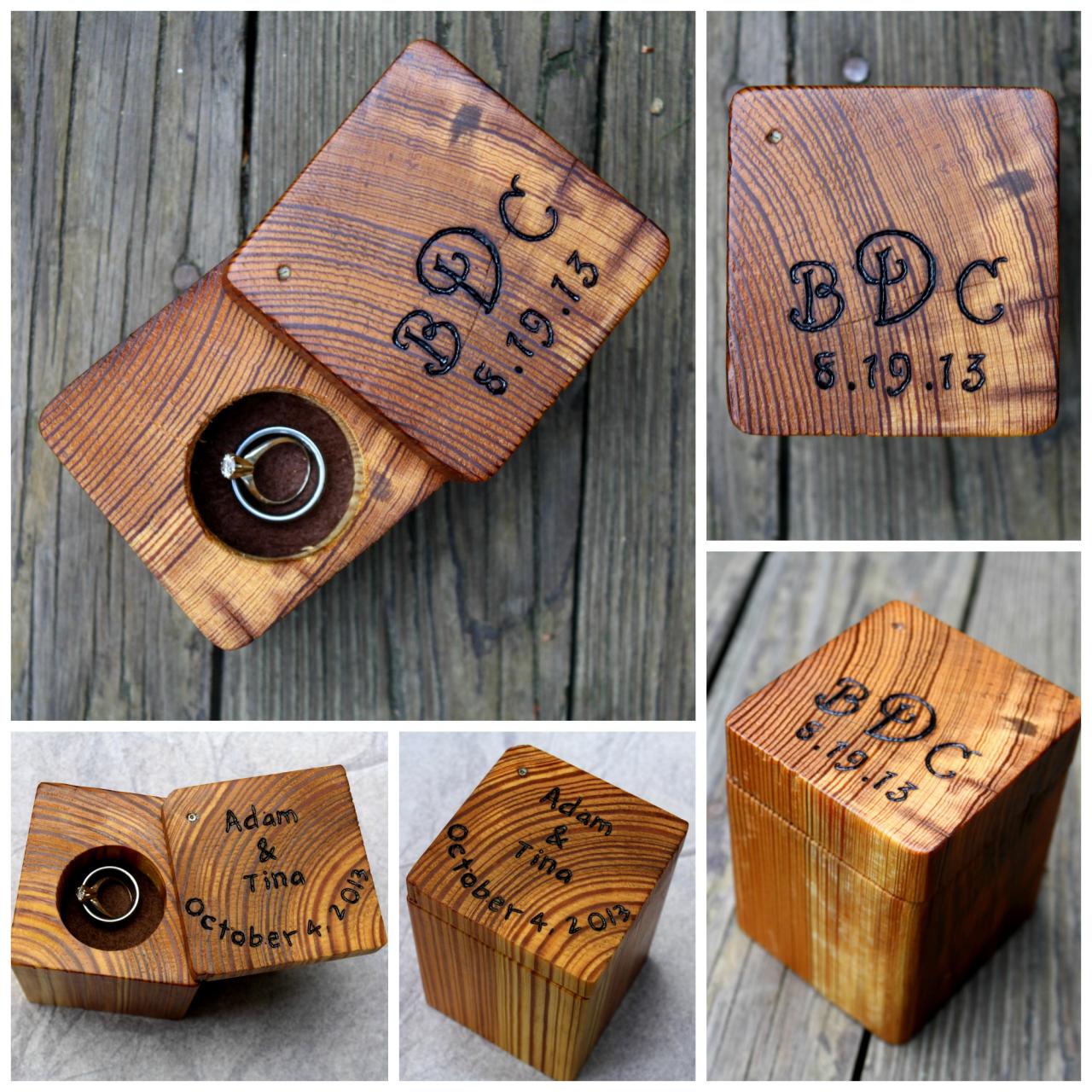 Ring Box Rustic Wood - Personalized Rustic Ring Holder 