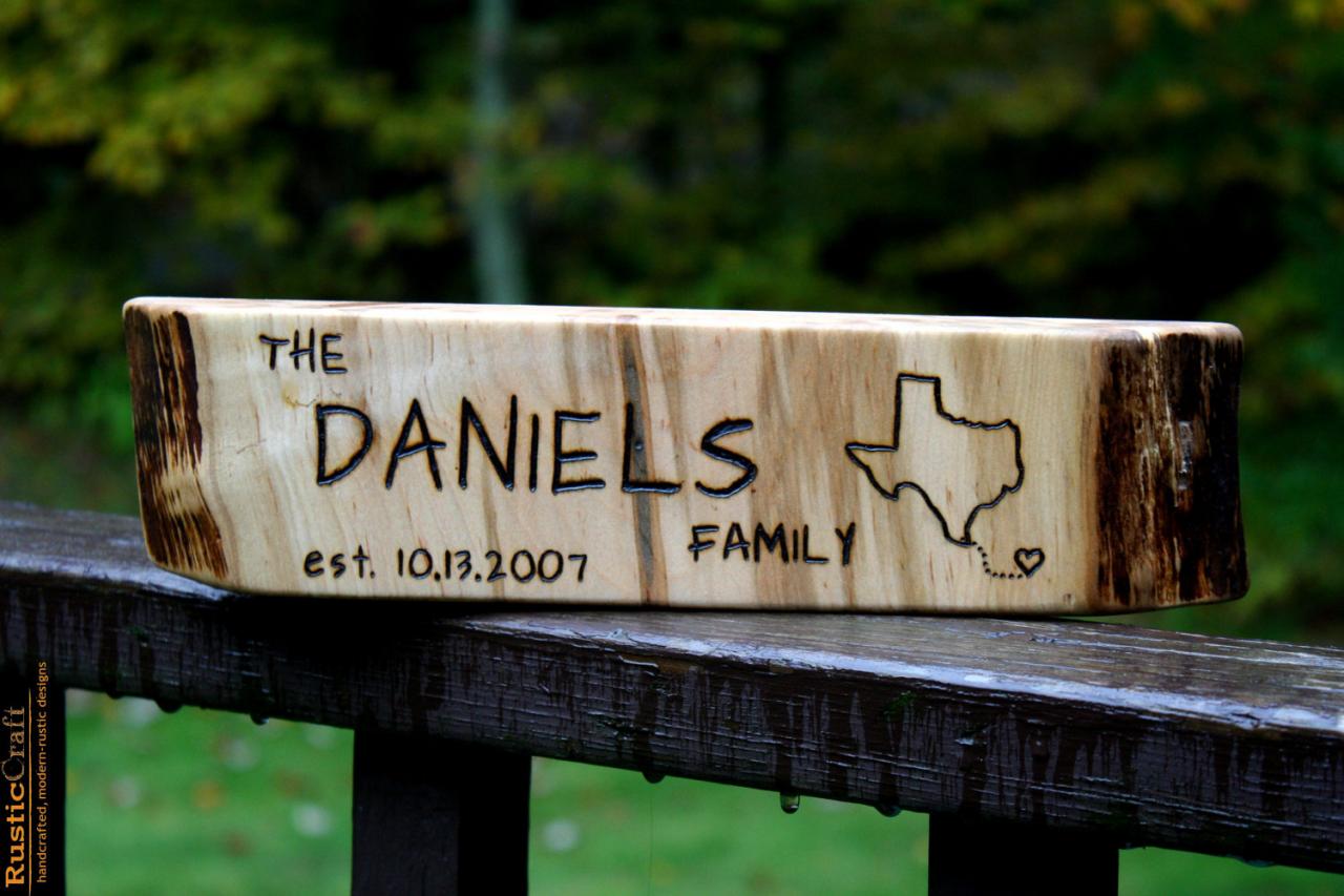 5th Anniversary Gift- Personalized Sign - Medium-long - Rustic Wood - Housewarming, Wedding Gift, Fifth Anniversary